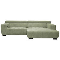 ECKSOFA in Webstoff Olivgrün  - Schwarz/Olivgrün, Konventionell, Textil/Metall (279/182cm) - Hom`in