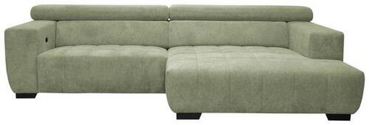 ECKSOFA in Webstoff Olivgrün  - Schwarz/Olivgrün, Konventionell, Textil/Metall (279/182cm) - Hom`in