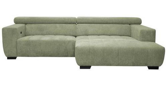 ECKSOFA in Webstoff Olivgrün  - Schwarz/Olivgrün, KONVENTIONELL, Textil/Metall (279/182cm) - Hom`in