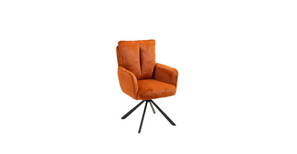ARMLEHNSTUHL in Eisen Plüsch - Schwarz/Orange, Design, Textil/Metall (62/95/67cm) - Novel