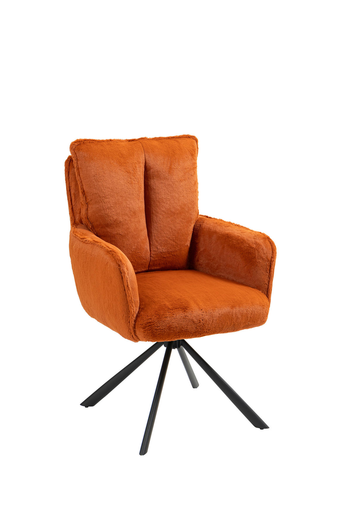 ARMLEHNSTUHL  in Eisen Plüsch  - Schwarz/Orange, Design, Textil/Metall (62/95/67cm) - Novel