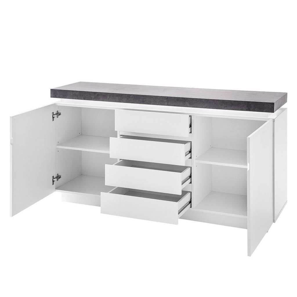 Thumbnail - Livetastic Sideboard, Weiß, Holzwerkstoff, 2 Fächer, 4 Schubladen, 150x80x40 cm, Beleuchtung, Schlafzimmer, Schlafzimmer...