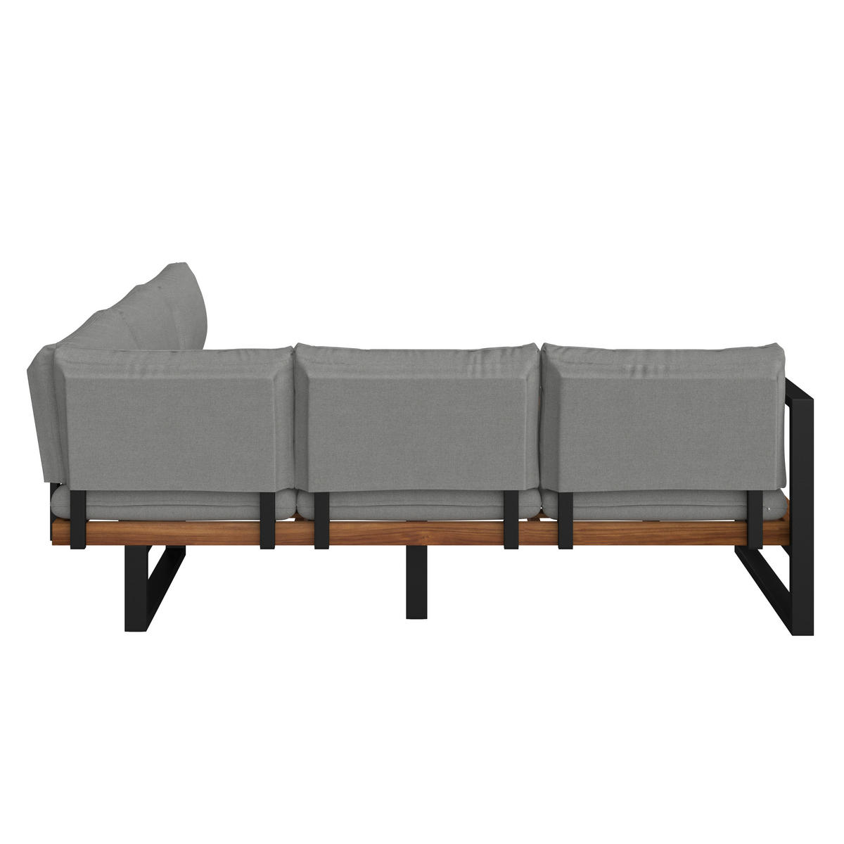 LOUNGE GARNITURA   drvo, metal, tekstil  siva, boje tikovine    - boje tikovine/siva, Moderno, drvo/metal (216/234cm) - Ambia Garden