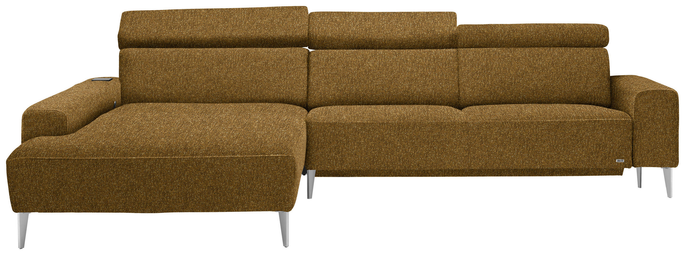 ECKSOFA  in Mikrovelours Senfgelb  205/308 cm  - Senfgelb/Alufarben, Design, Textil/Metall (205/308cm) - Sedda