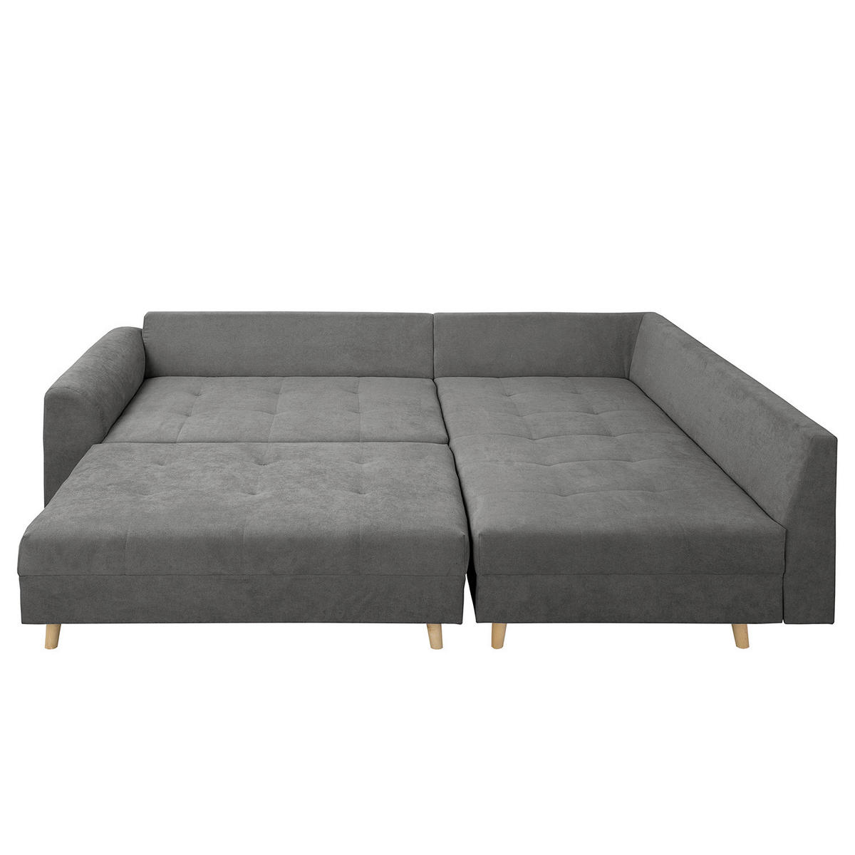 ECKSOFA inkl. Hocker Ariella Dunkelgrau Mikrofaser Rückenkissen, Hocker  - Dunkelgrau/Naturfarben, Design, Holz/Textil (161/231cm) - Livetastic