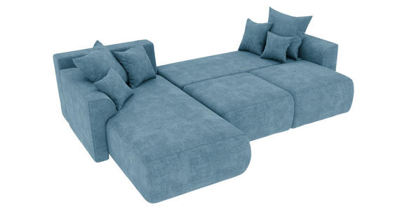 ECKSOFA in Samt Blau  - Chromfarben/Blau, KONVENTIONELL, Kunststoff/Textil (195/293cm) - Carryhome