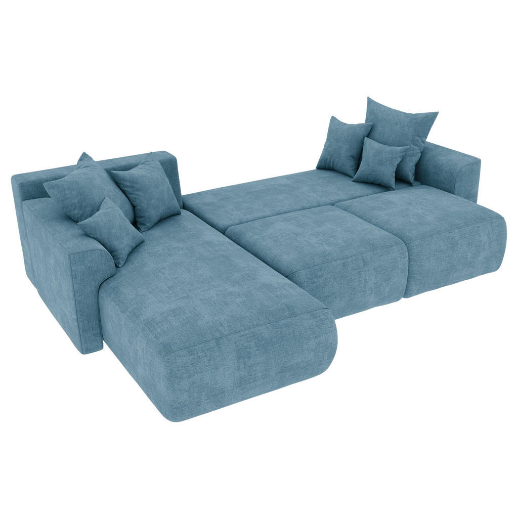 Thumbnail - Carryhome Ecksofa, Blau, Textil, 3-Sitzer, Ottomane links, L-Form, 293x195 cm, Stoffauswahl, Liegefunktion, seitenverkeh...