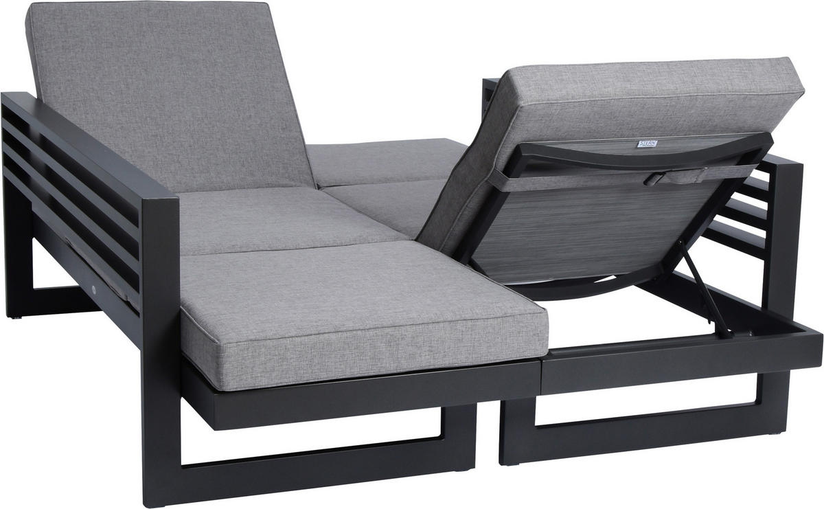 GARTENBANK 216/68/80 cm  Aluminium  - Schieferfarben/Graphitfarben, Design, Textil/Metall (216/68/80cm) - Stern