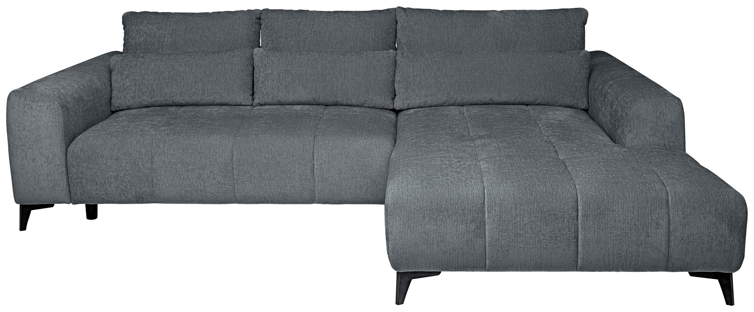 ECKSOFA Chenille Grau  - Schwarz/Grau, Konventionell, Kunststoff/Textil (279/222cm) - Hom`in