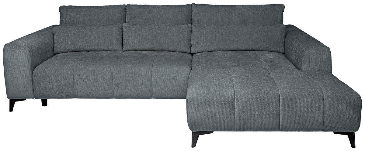 ECKSOFA  in Chenille Grau  279/222 cm  - Schwarz/Grau, KONVENTIONELL, Kunststoff/Textil (279/222cm) - Hom`in