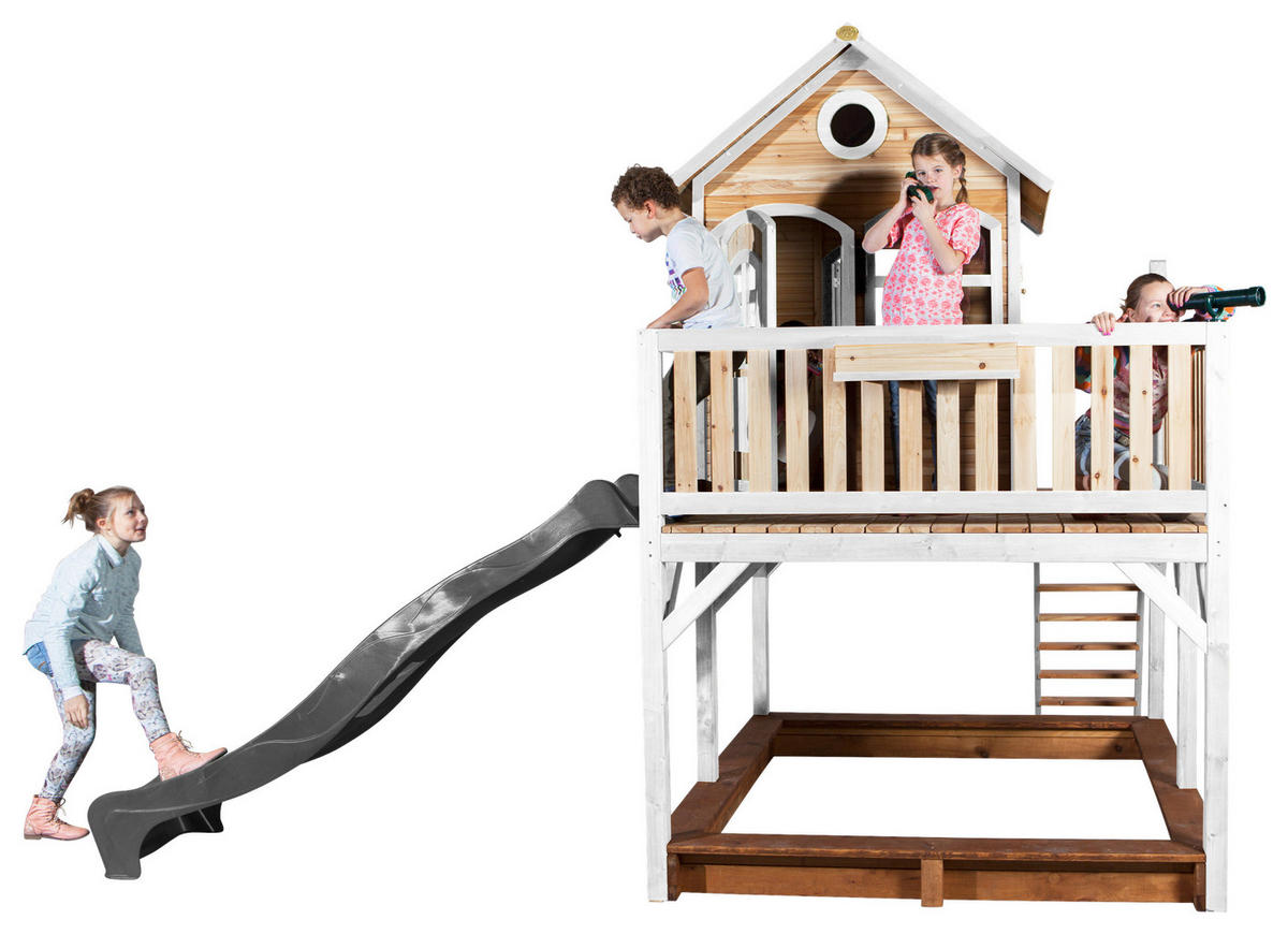 SPIELTURM 377/291/255 cm  - Braun/Weiß, KONVENTIONELL, Holz (377/291/255cm) - Ambia Garden