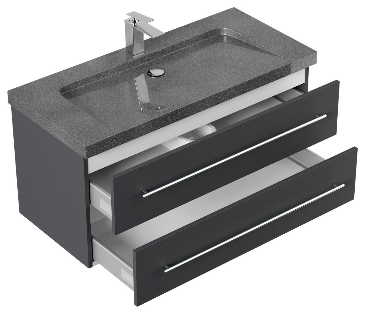 WASCHTISCHKOMBI 100 cm  - Graphitfarben, Basics, Holzwerkstoff/Stein (100cm) - MID.YOU