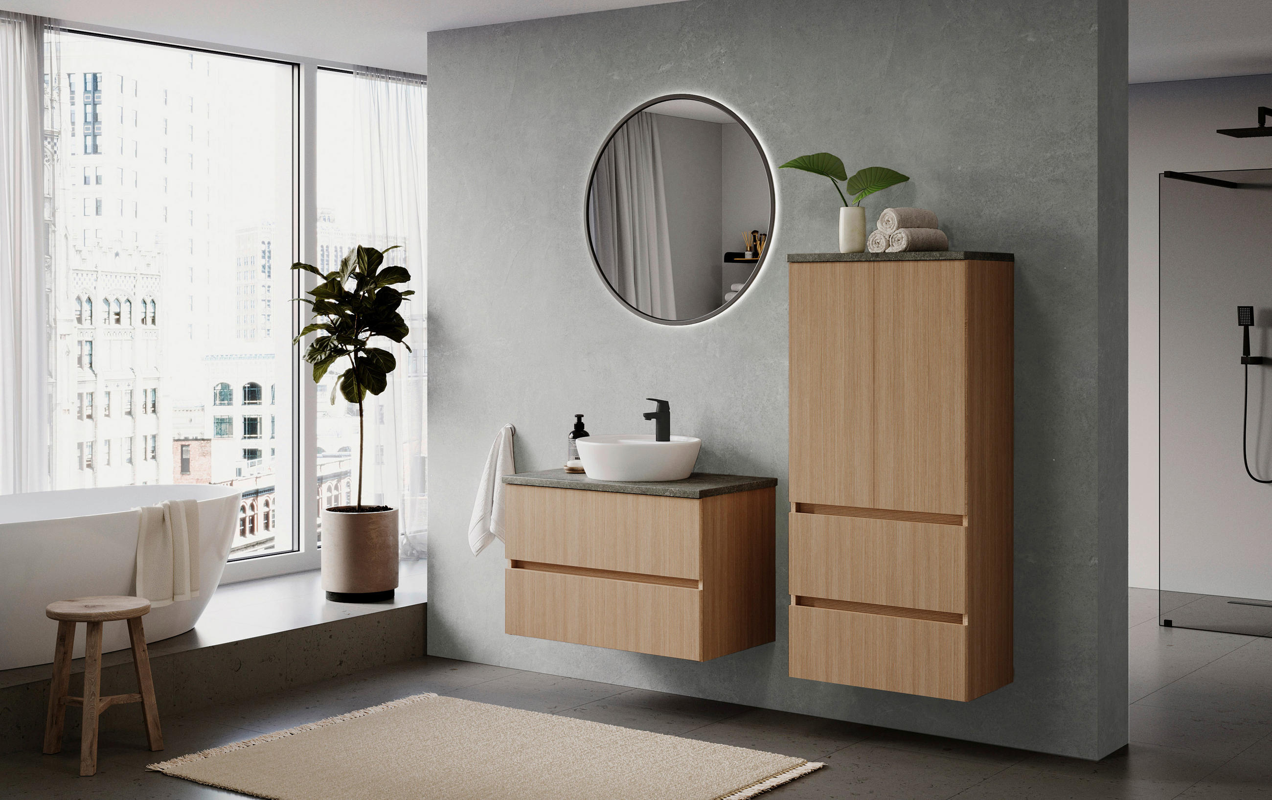 MIDISCHRANK 60/131/35 cm  - Sandfarben/Eichefarben, KONVENTIONELL, Holzwerkstoff/Kunststoff (60/131/35cm) - Xora