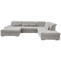 WOHNLANDSCHAFT in Chenille Silberfarben  - Chromfarben/Silberfarben, Design, Textil/Metall (195/376/254cm) - Livetastic