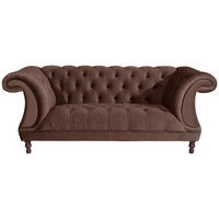 CHESTERFIELD-ZWEISITZER-SOFA  in Velours Braun  - Nussbaumfarben/Braun, Design, Holz/Textil (200/80/100cm) - Max Winzer