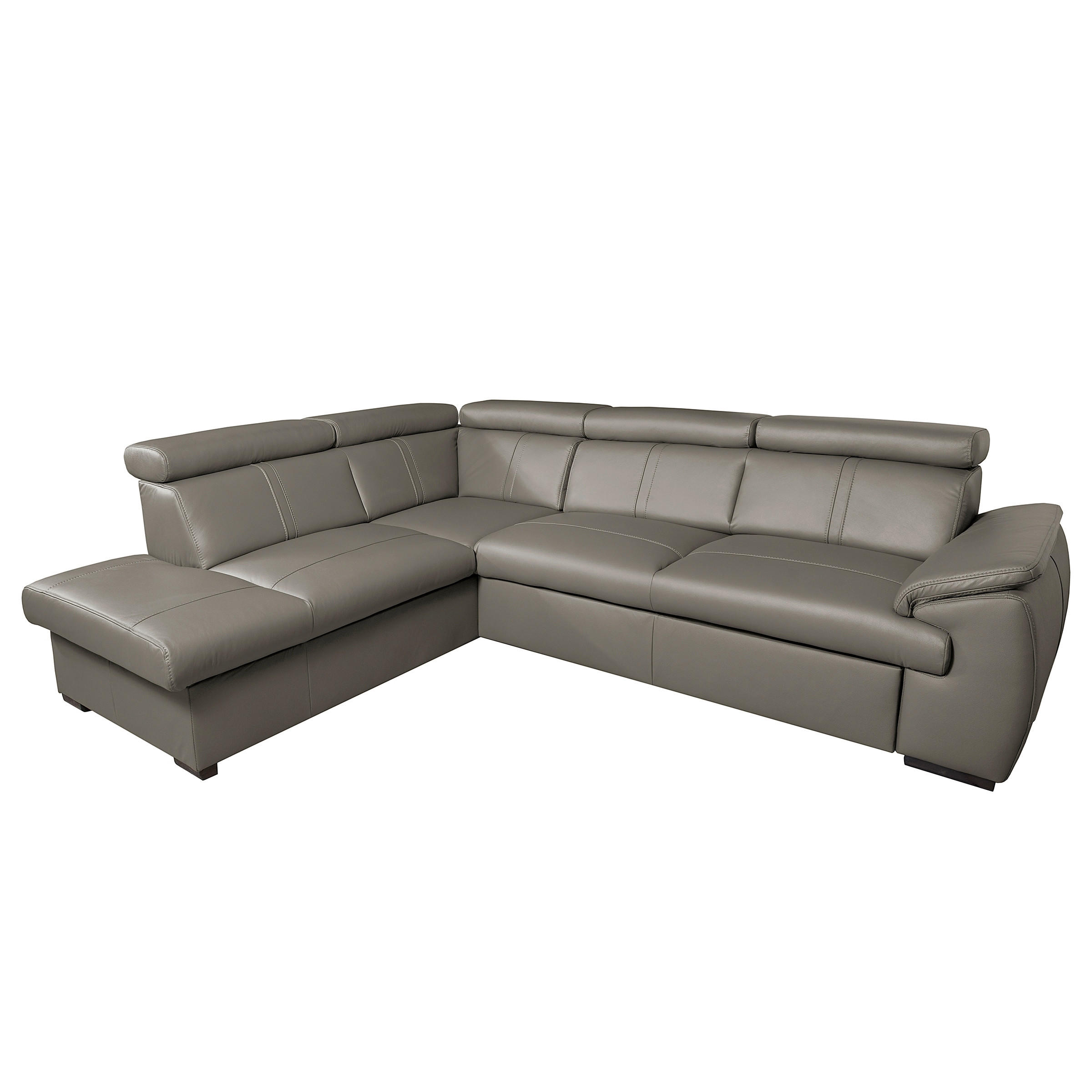 ECKSOFA  in Echtleder Schlammfarben  - Wengefarben/Schlammfarben, Design, Leder/Holz (211/265cm) - Livetastic