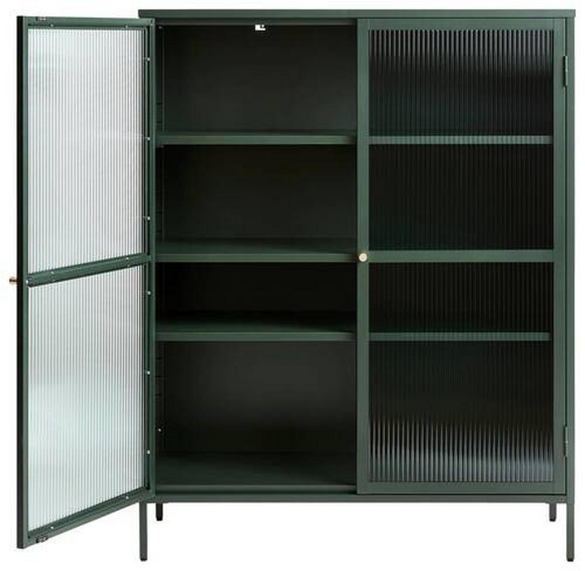HÖG BYRÅ grön, guldfärgad  110/140/40 cm  - grön/guldfärgad, Design, metall/glas (110/140/40cm) - Lomoco
