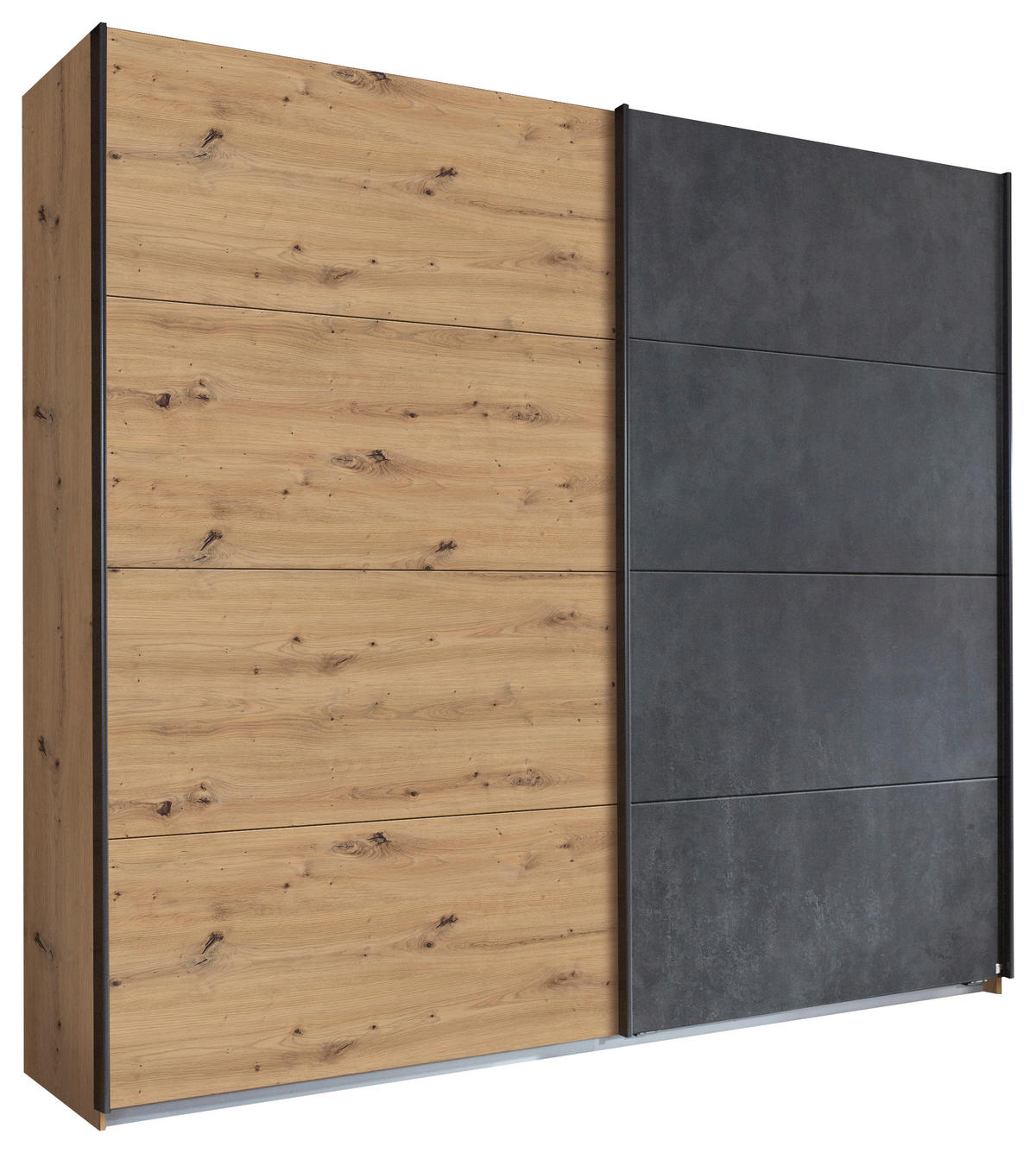 ŠAT. SKRIŇA S POSUV. DVERAMI, antracitová, dub artisan, 226/210/62 cm - antracitová/dub artisan, Konventionell, kov/kompozitné drevo (226/210/62cm) - Rauch Möbel