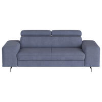 3-SITZER-SOFA in Chenille Blau  - Blau/Schwarz, Textil/Metall (217/81/100cm) - MID.YOU