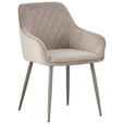 ARMLEHNSTUHL  in Eisen Samt  - Taupe, Design, Textil/Metall (56/82.5/61.5cm) - Novel