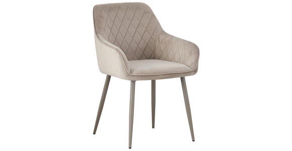 ARMLEHNSTUHL in Eisen Samt - Taupe, Design, Textil/Metall (56/82.5/61.5cm) - Novel