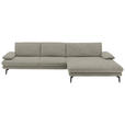 ECKSOFA  in Velours Platinfarben  310/180 cm  - Platinfarben/Schwarz, Design, Textil/Metall (310/180cm) - Dieter Knoll