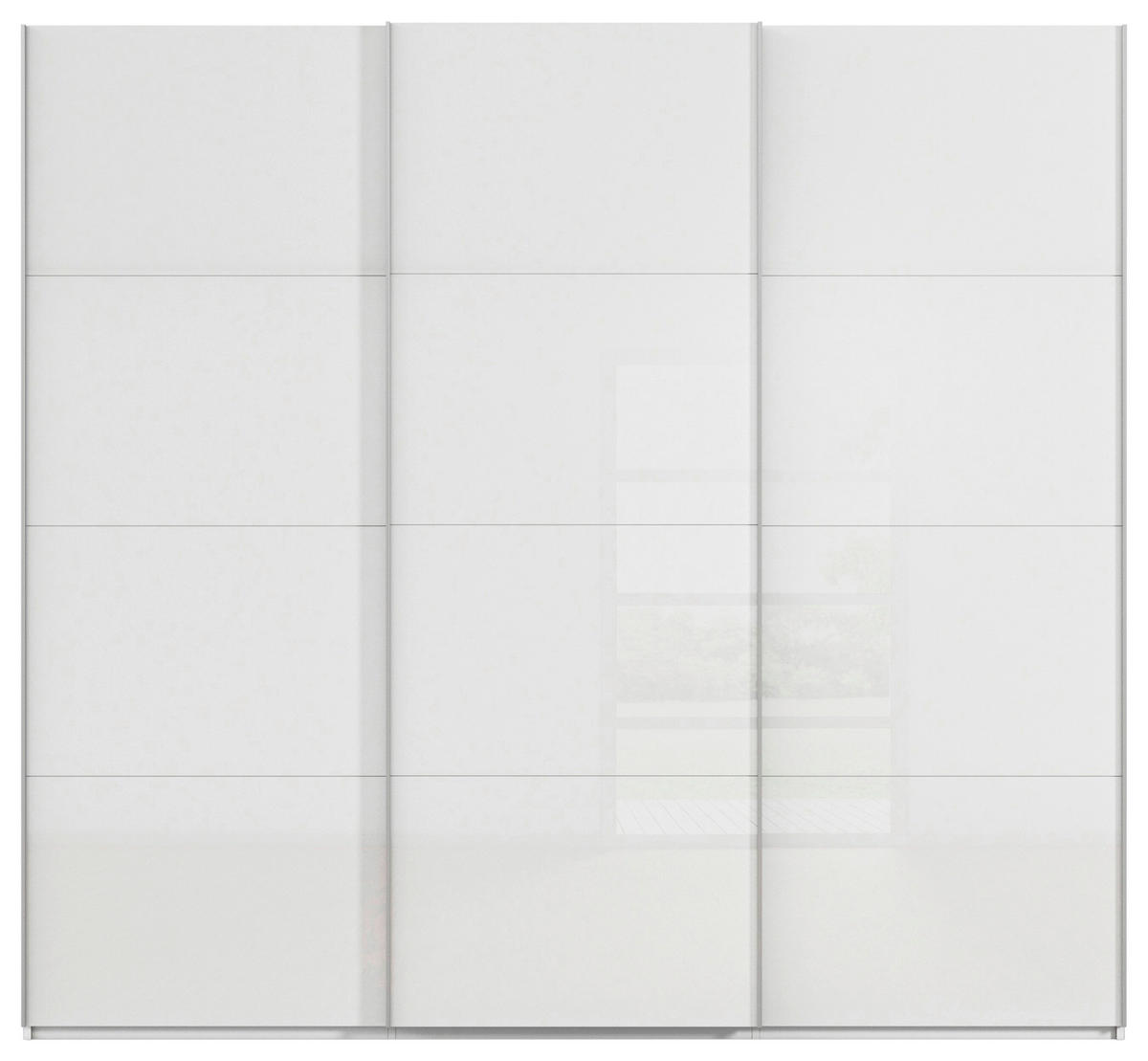 SCHWEBETÜRENSCHRANK 242/236/68 cm 3-türig Weiß  - Alufarben/Weiß, Basics, Glas/Holzwerkstoff (242/236/68cm) - Novel