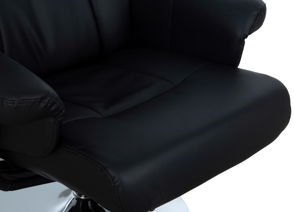 RELAXSESSELSET Lederlook Hocker    - Chromfarben/Schwarz, MODERN, Textil/Metall (80/108/86cm) - P & B