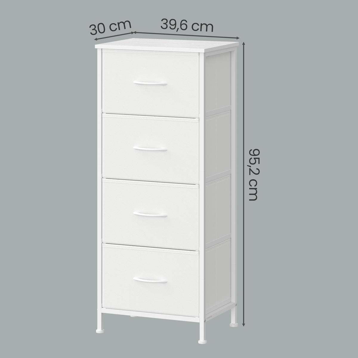 KOMMODE , 39,6/95,2/30 cm, 4 Schublade(n)  - Weiß, Trend, Holzwerkstoff/Kunststoff (39,6/95,2/30cm) - Boxxx