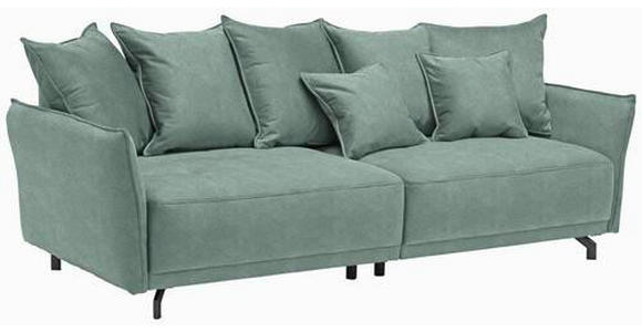 BIGSOFA Velours Mintgrün - Schwarz/Mintgrün, Design, Textil/Metall (226/91/103cm) - Carryhome