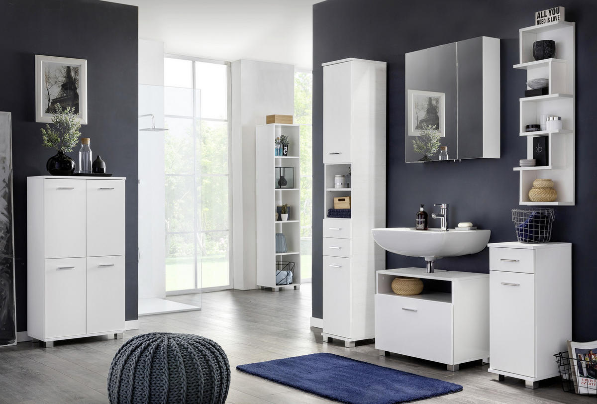 SPIEGELSCHRANK 60/70,7/16 cm  - Weiß/Nickelfarben, MODERN, Glas/Holzwerkstoff (60/70,7/16cm) - MID.YOU