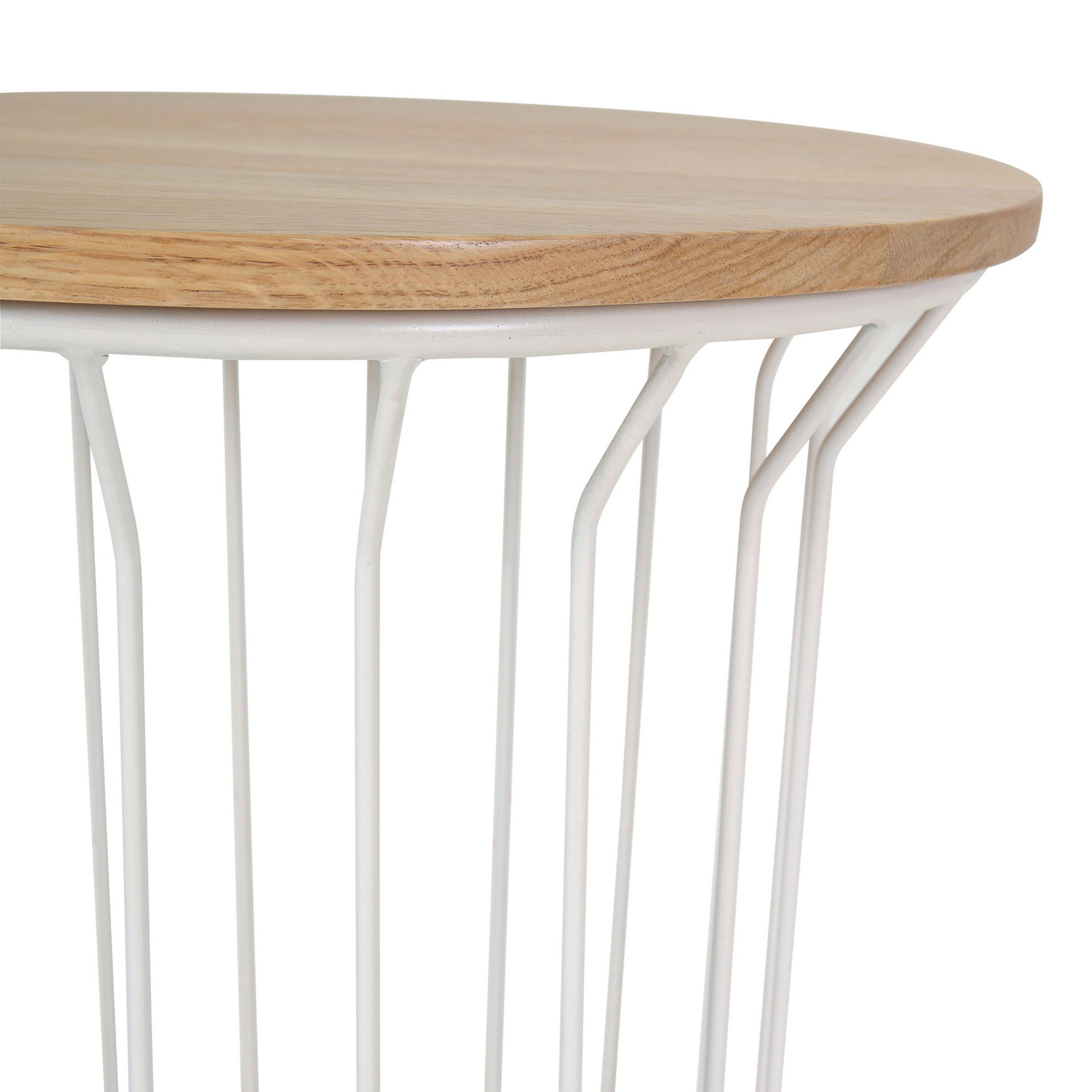 Thumbnail - Landscape Beistelltisch, Natur, Weiß, Eiche, Holz, Metall, Eiche, massiv, rund, Rundrohr, rund, Gittergestell, 45x45x45 ...