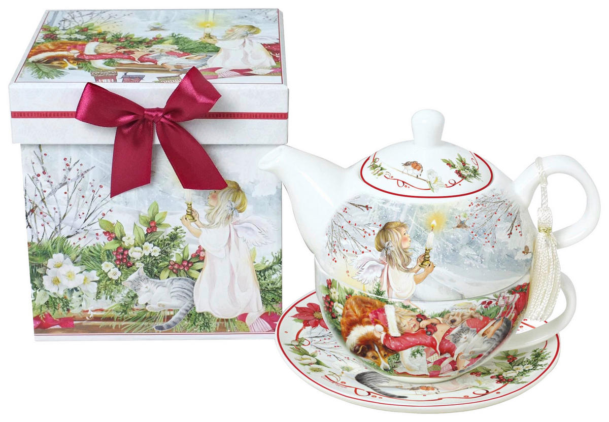 ČAJOVÁ SOUPRAVA PRO JEDNOHO 490 ml - vícebarevná, Trend, keramika (17/14cm) - X-Mas