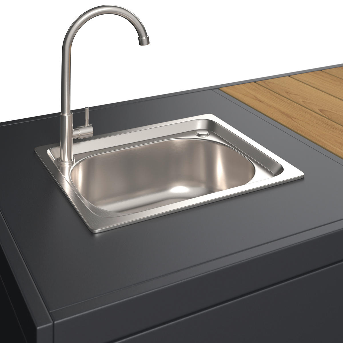 OUTDOORKÜCHE - Anthrazit/Naturfarben, MODERN, Kunststoff/Metall (120/116/60cm) - Ambia Garden