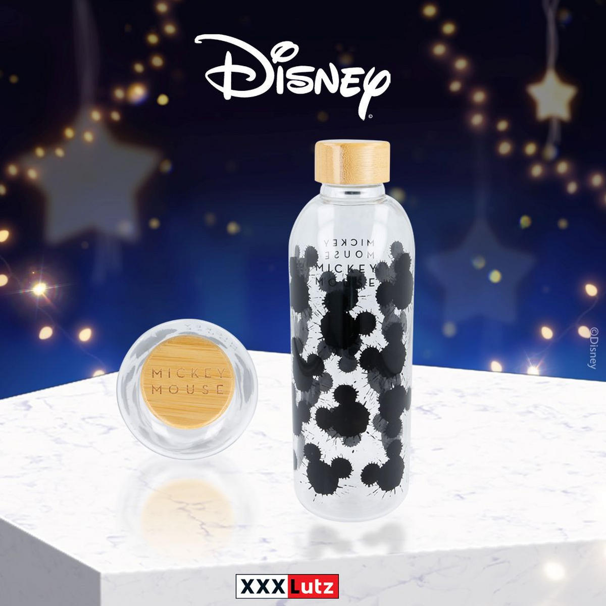 TRINKFLASCHE 1,03 L  - Schwarz, Basics, Glas (8/25/8cm) - Disney