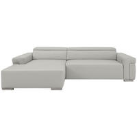 Ecksofa inkl. Funktion DUA Beige Echtleder  - Chromfarben/Beige, Design, Leder/Metall (170/293cm) - Novel