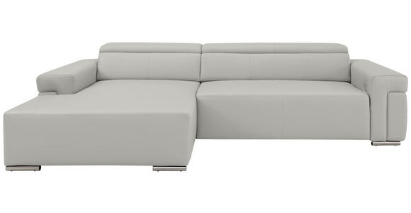 ECKSOFA DUA in Echtleder Beige  170/293 cm  - Chromfarben/Beige, Design, Leder/Metall (170/293cm) - Novel