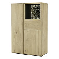 HIGHBOARD Eichefarben  83,4/127,5/41 cm  - Eichefarben, Natur, Glas/Leder (83,4/127,5/41cm) - Cassando