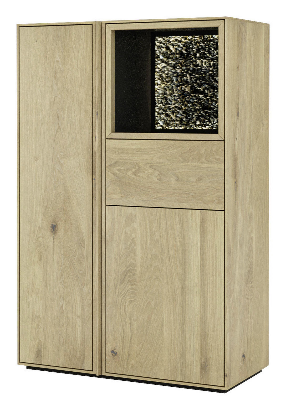 HIGHBOARD Eichefarben  83,4/127,5/41 cm  - Eichefarben, Natur, Glas/Leder (83,4/127,5/41cm) - Cassando