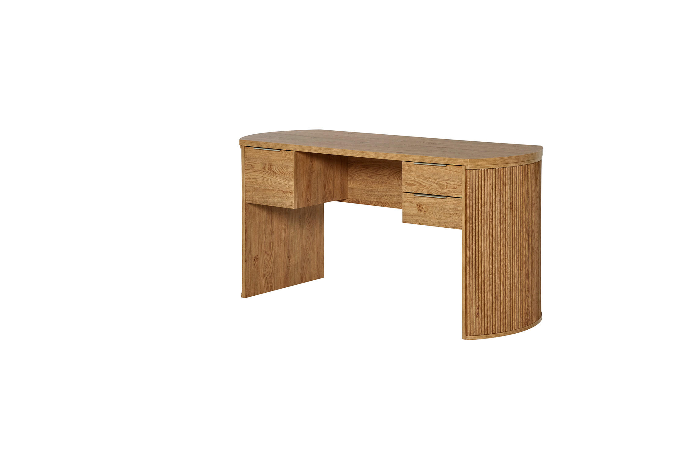 SCHREIBTISCH 148/59/75,2 cm Eichefarben Stauraum  - Eichefarben/Alufarben, MODERN, Holzwerkstoff/Metall (148/59/75,2cm) - MID.YOU