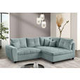 ECKSOFA Mintgrün Plüsch Zierkissen, Rückenkissen, Schlaffunktion, Rücken echt  - Schwarz/Mintgrün, KONVENTIONELL, Kunststoff/Textil (249/175cm) - Carryhome