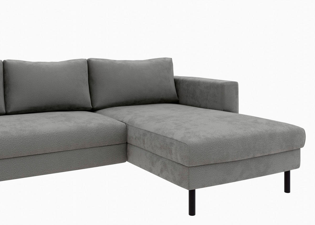 WOHNLANDSCHAFT Anthrazit Struktur  - Anthrazit/Schwarz, MODERN, Textil/Metall (161/306/161cm) - Trendmanufaktur