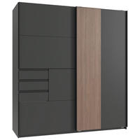 SCHWEBETÜRENSCHRANK  in Graphitfarben, Braun  - Schwarz/Graphitfarben, Trend, Holzwerkstoff/Metall (180/198/65cm) - Carryhome