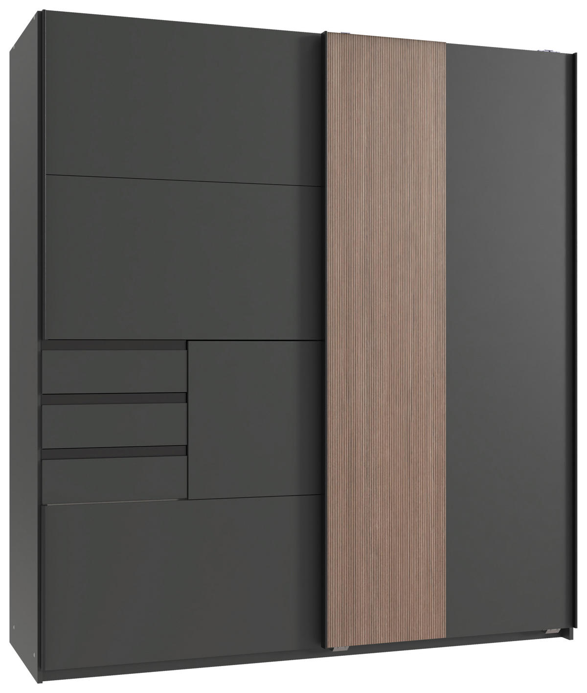 SCHWEBETÜRENSCHRANK  in Graphitfarben, Braun  - Schwarz/Graphitfarben, Trend, Holzwerkstoff/Metall (180/198/65cm) - Carryhome