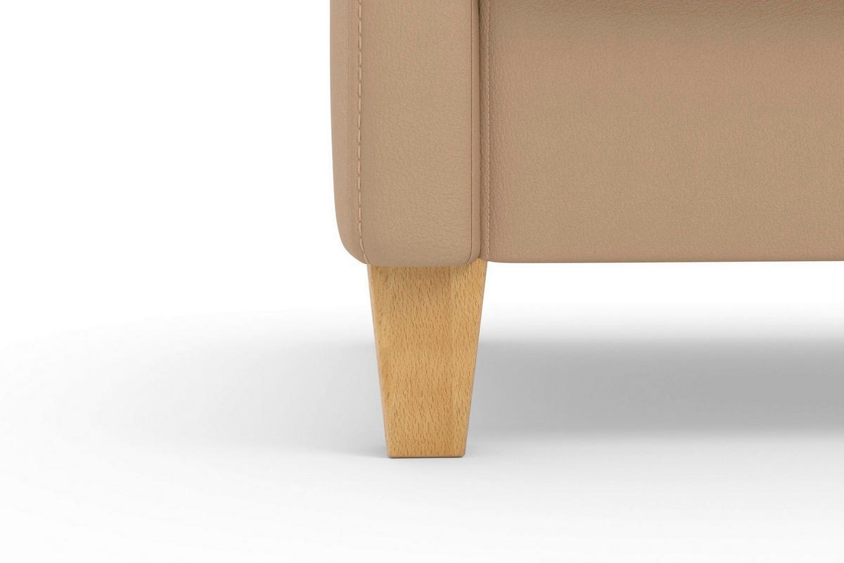 SESSEL in Echtleder Cappuccino  - Eichefarben/Cappuccino, Basics, Leder/Holz (70/93/75cm) - Sit & More