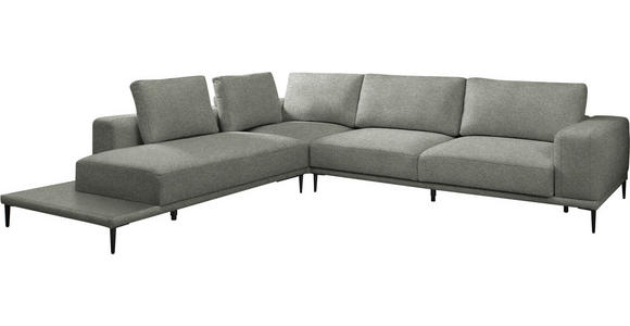 ECKSOFA  in Leinwand Graugrün  271/318 cm  - Schwarz/Graugrün, Design, Textil/Metall (271/318cm) - Belluti