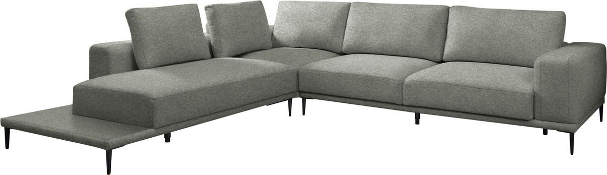 ECKSOFA Leinwand Graugrün  - Schwarz/Graugrün, Design, Textil/Metall (271/318cm) - Belluti