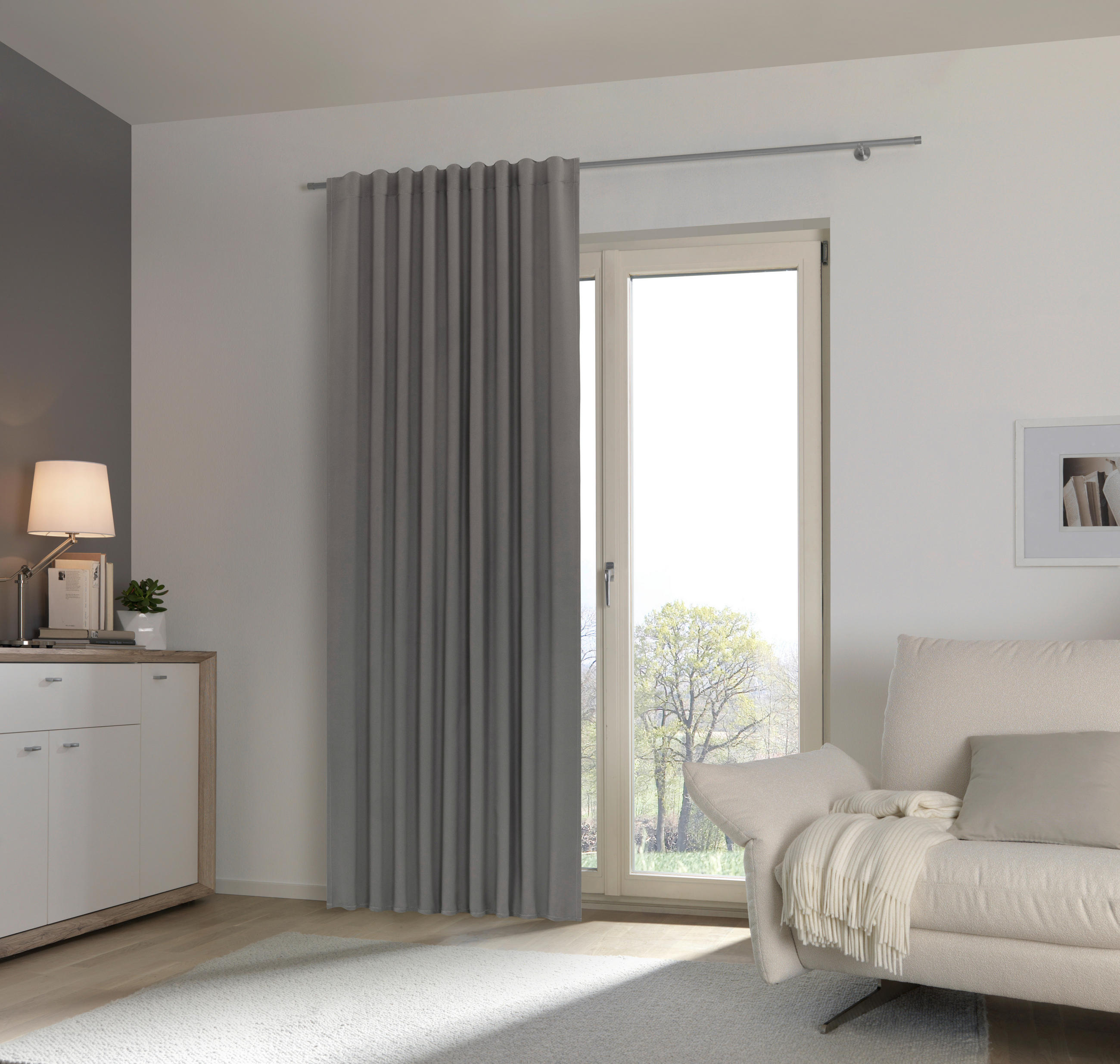 HOTOVÝ ZÁVĚS, zatemnění, 140/300 cm - šedá, Basics, textil (140/300cm) - Esposa