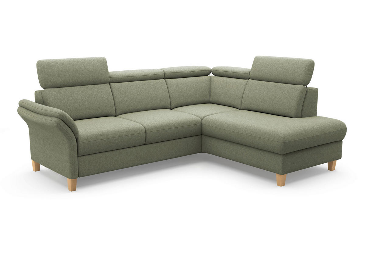 ECKSOFA Flachgewebe Olivgrün  - Eichefarben/Olivgrün, Konventionell, Holz/Textil (247/193cm) - Sit & More