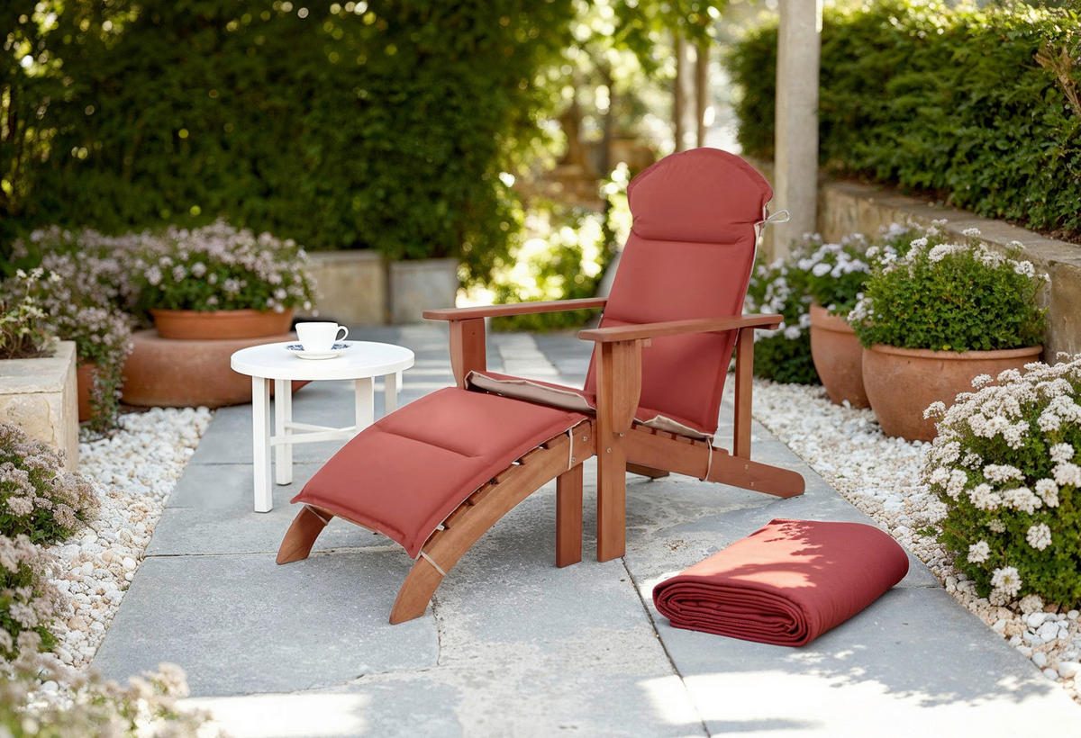 SLUNEČNÍ LEHÁTKO dřevo - bílá/barva eukalyptového dřeva, Basics, dřevo (142/70/93cm) - Gardenson